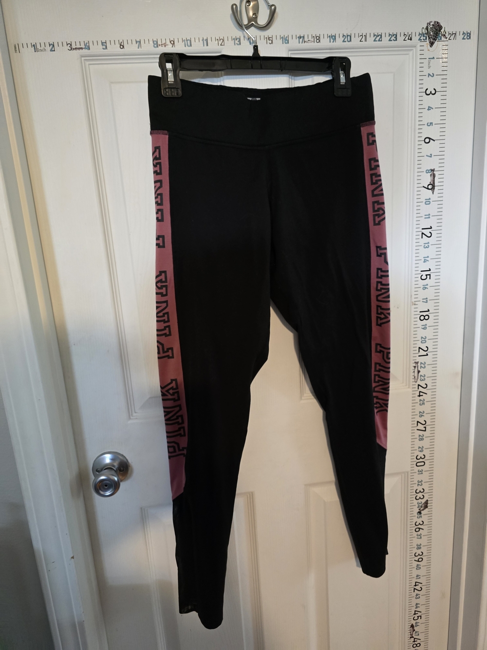 PINK Victoria's Secret Black Leggings with Pink Side Panels